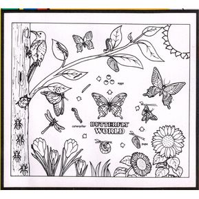 Tapete Plástico Para Colorear Reusable MAT FUN Butterfly World -Blanco