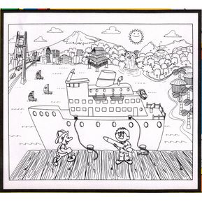 Tapete Plástico Para Colorear Reusable MAT FUN Ship -Blanco