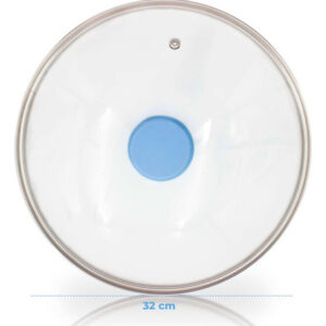 Tapa Cristal Templado 32cm Borde De Acero Inox Gaby Azul
