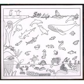 Tapete Plástico Para Colorear Reusable MAT FUN Sea Life - Blanco