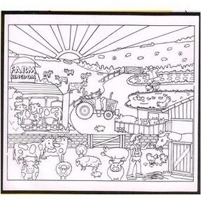 Tapete Plástico Para Colorear Reusable MAT FUN Farm Kingdom -Blanco